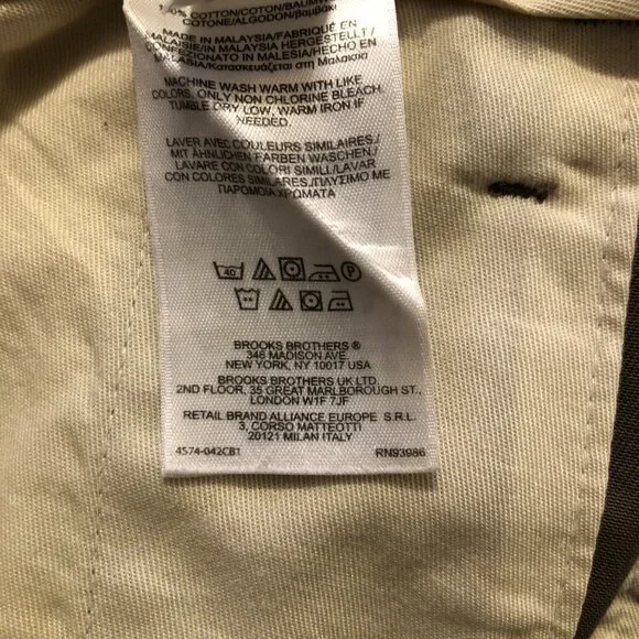 Brooks brothers men's green 100%cotton Chino casual pants size: 38/30